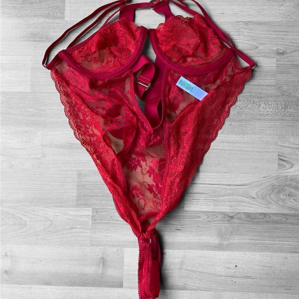 Mapale Red Lace Bodysuit Size Small Medium